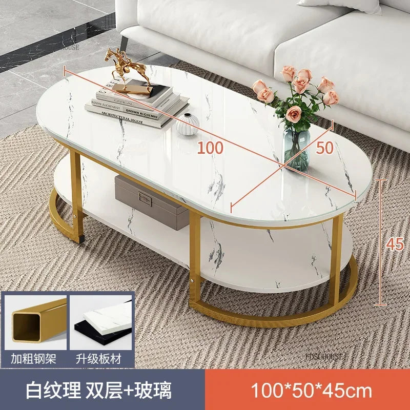 Minimalist Storage Oval Modern Design Coffee Table