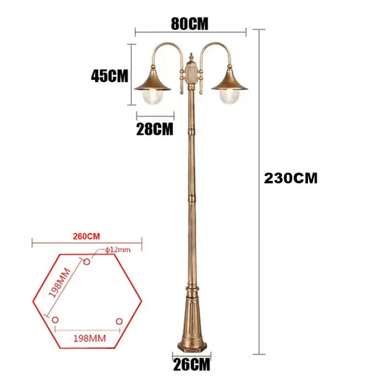 European-Style Street Lamp Waterproof Household Double-Head High Pole