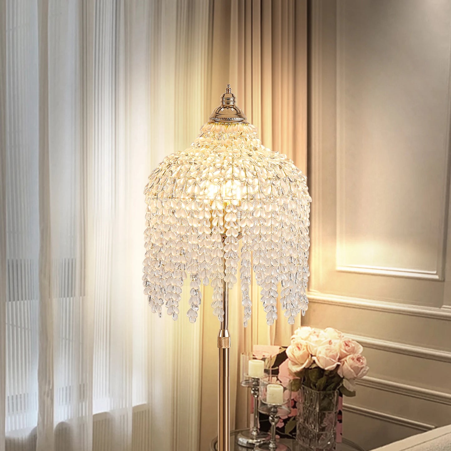 3-Light Elegant Crystal Floor Lamp Vintage Design