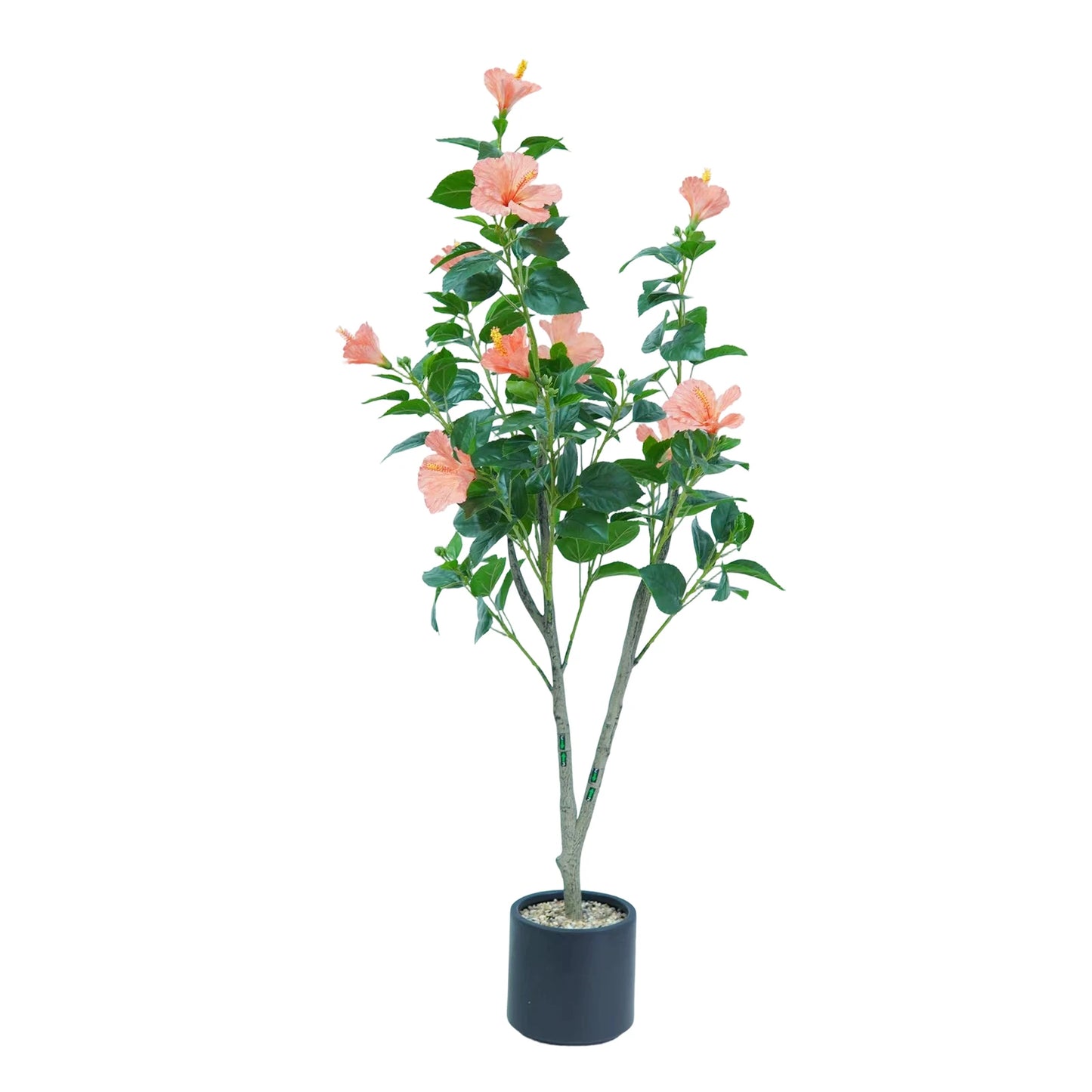 1Pcs Hibiscus Artificial Tree Faux Tree with Red Hibiscus Flowers for Front Porch Office Home