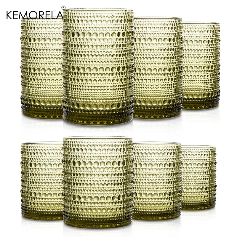 8PCS Vintage Raindrop Glass Cup 300/400ML Highball Glasses