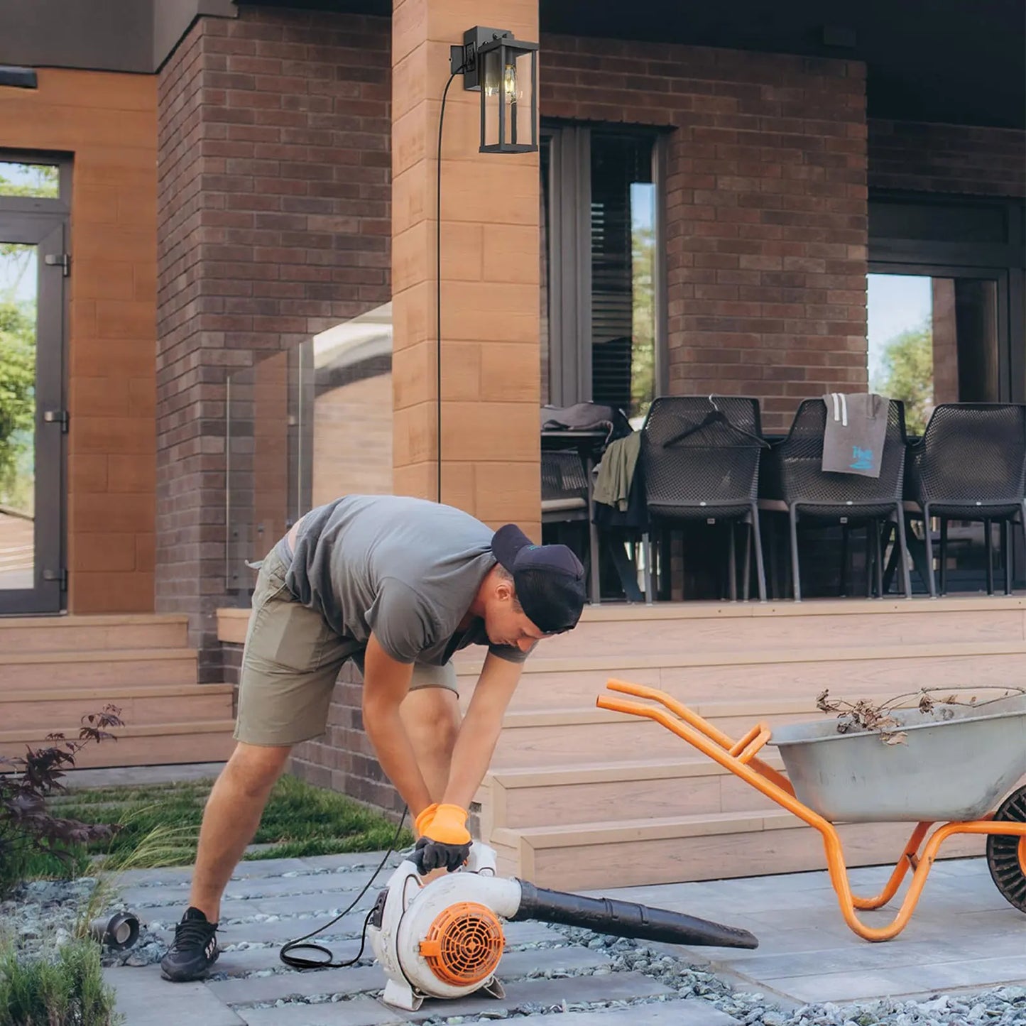 Porch Light With GFCI Outlet Dusk To Dawn Outdoor Light