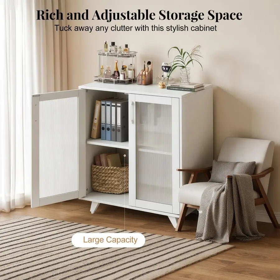 Kitchen Buffet Server Table Accent Sideboard Cabinet 27inch, White