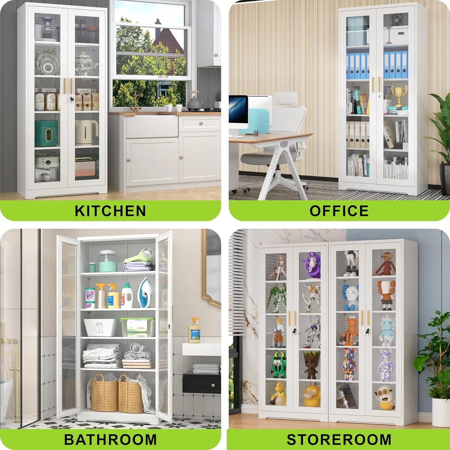 Display Cabinet. Glass Doors. Curio Cabinet. Locking Doors. 71" H. Assembly Required