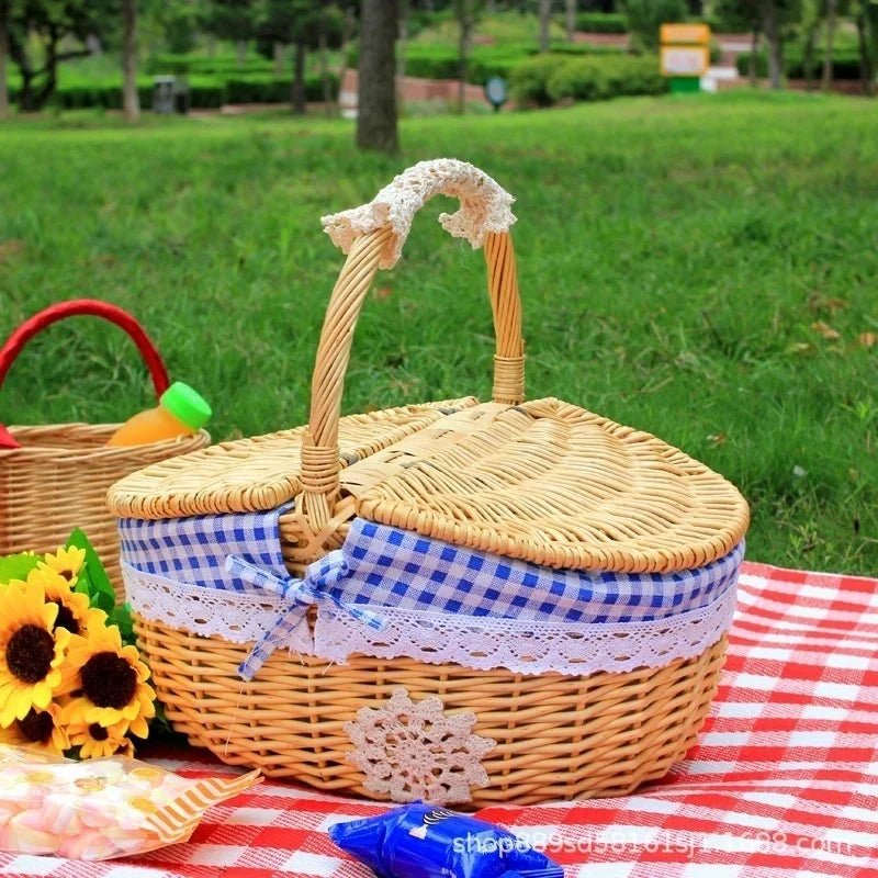 Cute Wicker Carry-on Handle Storage Picnic Basket