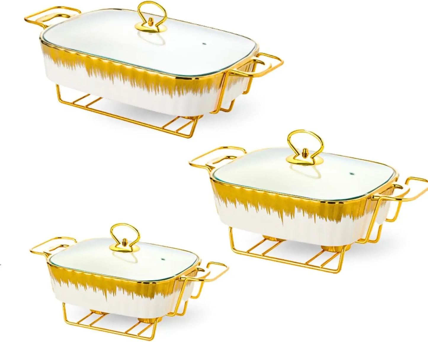 3 Piece Set Ceramic Chafing Dishes Buffet Set