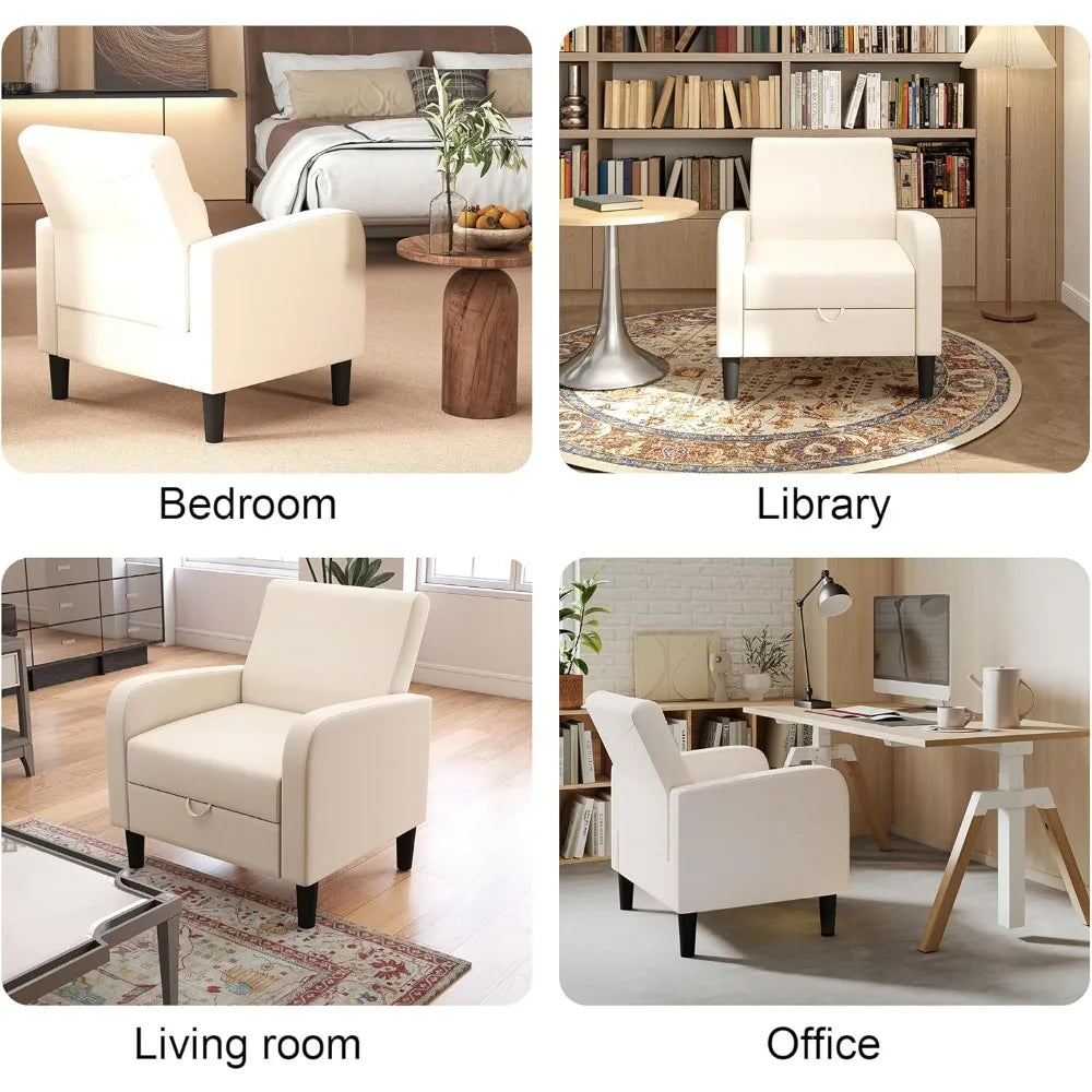 Living Room Chair, Upholstered Accent Chair Linen Fabric