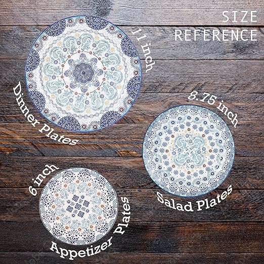 Blue Talavera Dinner Plates Set Of 4, Stylish Serving Dishes,