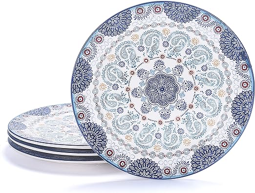 Blue Talavera Dinner Plates Set Of 4, Stylish Serving Dishes,