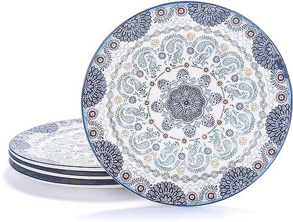 Blue Talavera Dinner Plates Set Of 4, Stylish Serving Dishes,