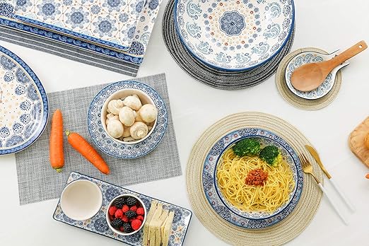 Blue Talavera Dinner Plates Set Of 4, Stylish Serving Dishes,