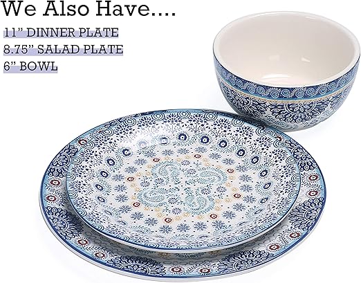 Blue Talavera Dinner Plates Set Of 4, Stylish Serving Dishes,