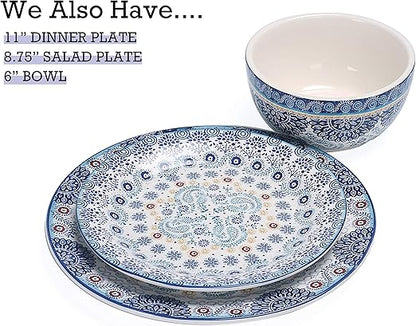 Blue Talavera Dinner Plates Set Of 4, Stylish Serving Dishes,