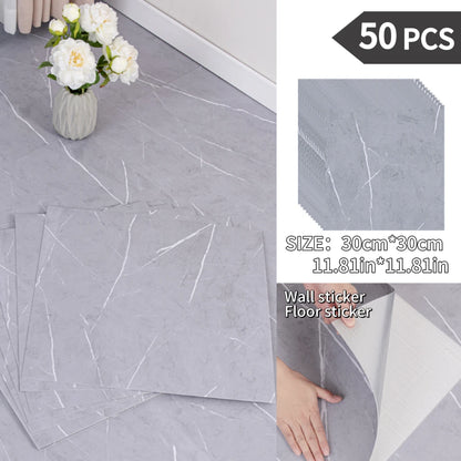 NINETAI Peel And Stick Floor Tile, 50pcs Vinyl Plank Wood Grain