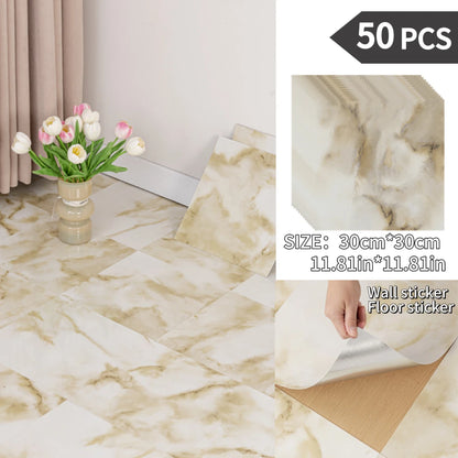 NINETAI Peel And Stick Floor Tile, 50pcs Vinyl Plank Wood Grain