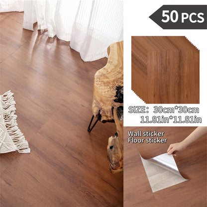 NINETAI Peel And Stick Floor Tile, 50pcs Vinyl Plank Wood Grain