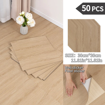 NINETAI Peel And Stick Floor Tile, 50pcs Vinyl Plank Wood Grain