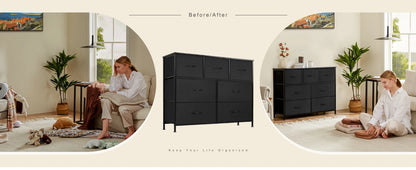 JHK Desser For Bedroom With 7 Fabric Drawers Closet Chest For Living Room Display Cabinet
