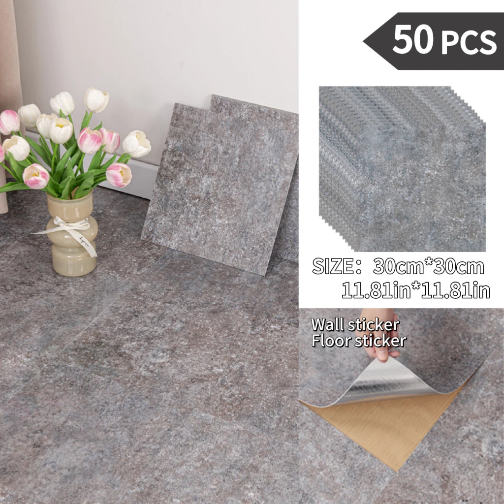 NINETAI Peel And Stick Floor Tile, 50pcs Vinyl Plank Wood Grain