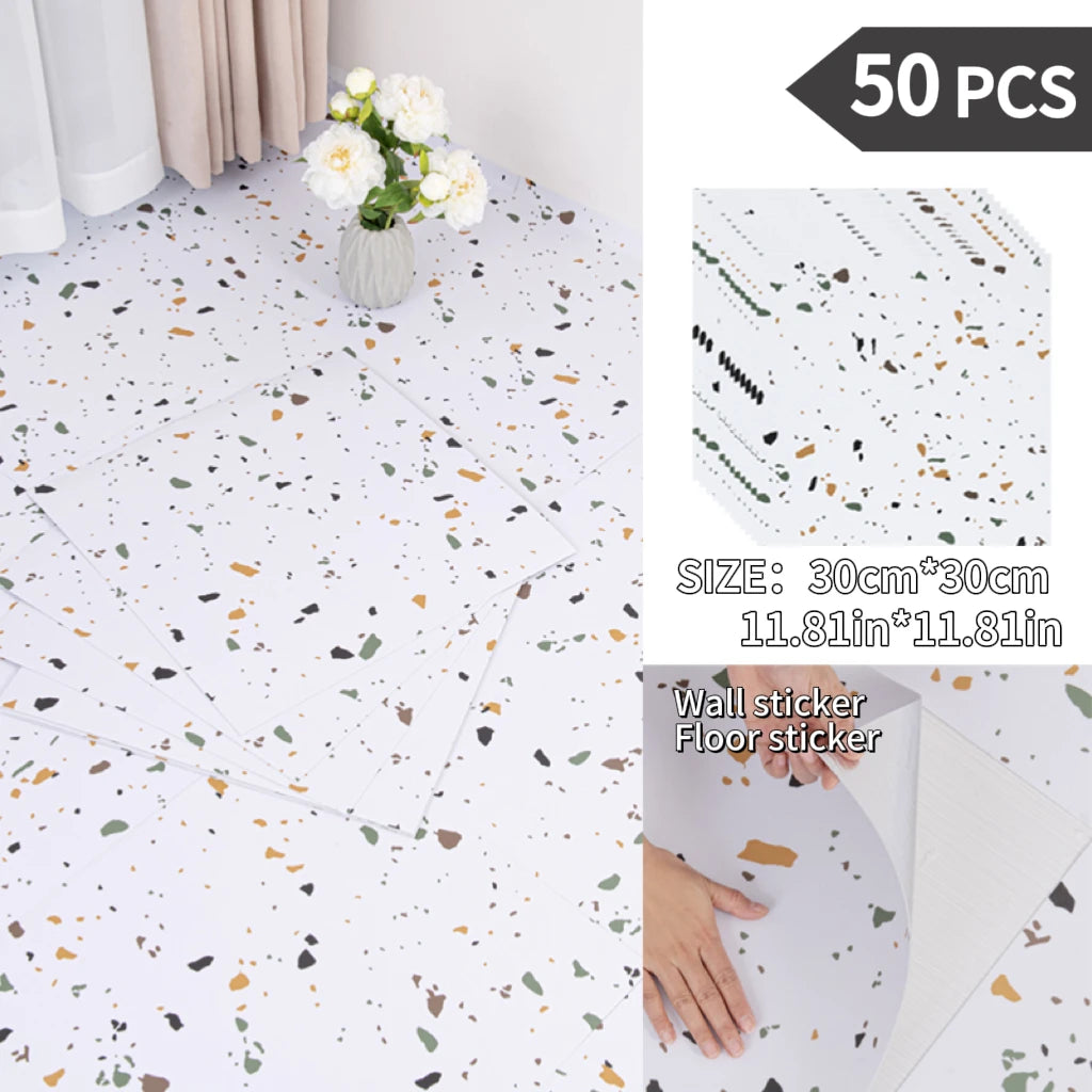 NINETAI Peel And Stick Floor Tile, 50pcs Vinyl Plank Wood Grain