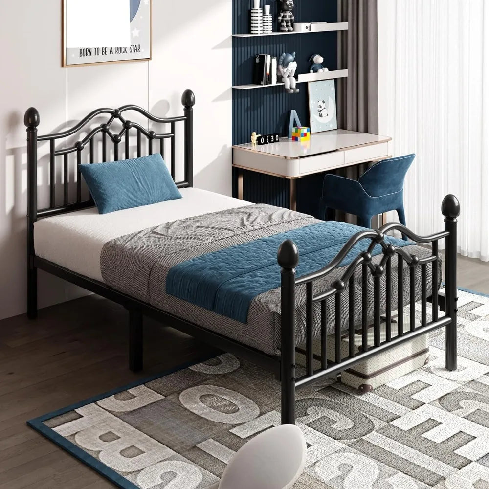 Bed Frame with Headboard and Footboard, Modern Metal Platform Bed Frame for Kids, Support Up to 800LBS, No Box Spring Neede