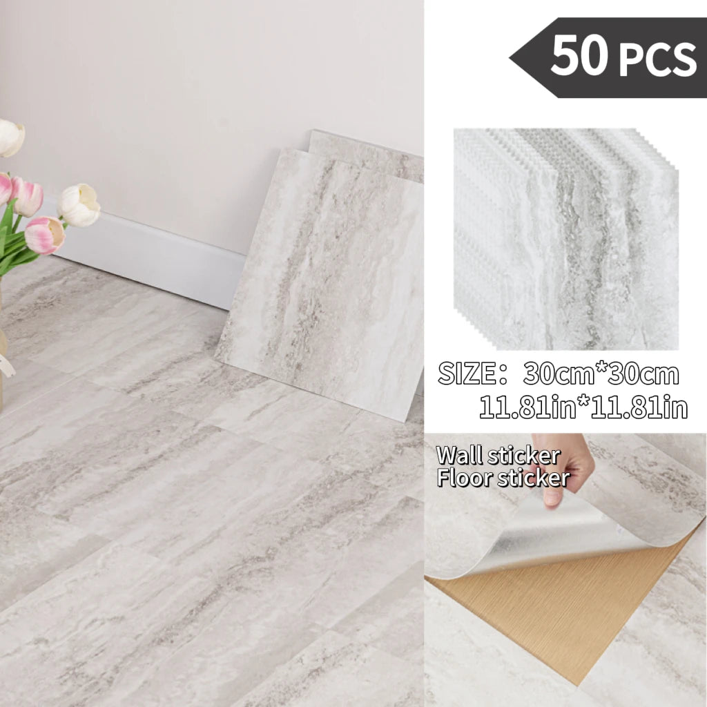 NINETAI Peel And Stick Floor Tile, 50pcs Vinyl Plank Wood Grain