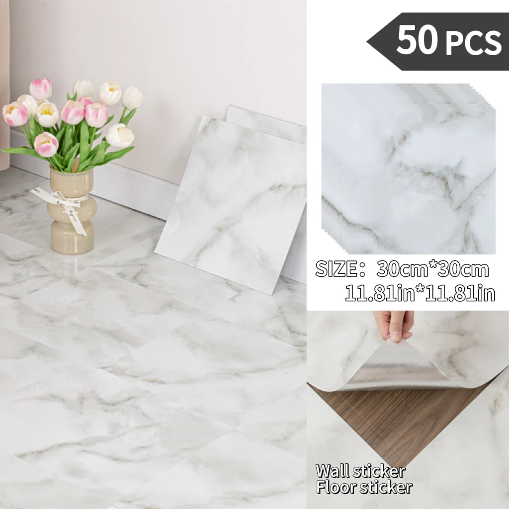 NINETAI Peel And Stick Floor Tile, 50pcs Vinyl Plank Wood Grain