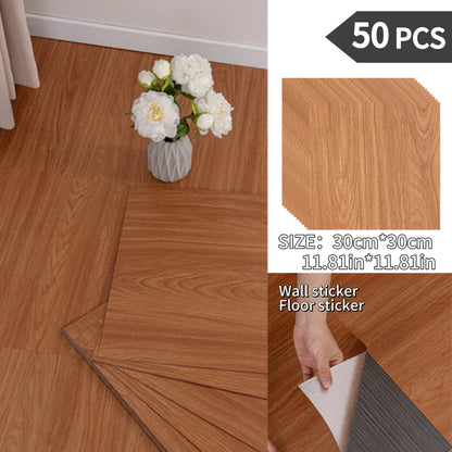 NINETAI Peel And Stick Floor Tile, 50pcs Vinyl Plank Wood Grain