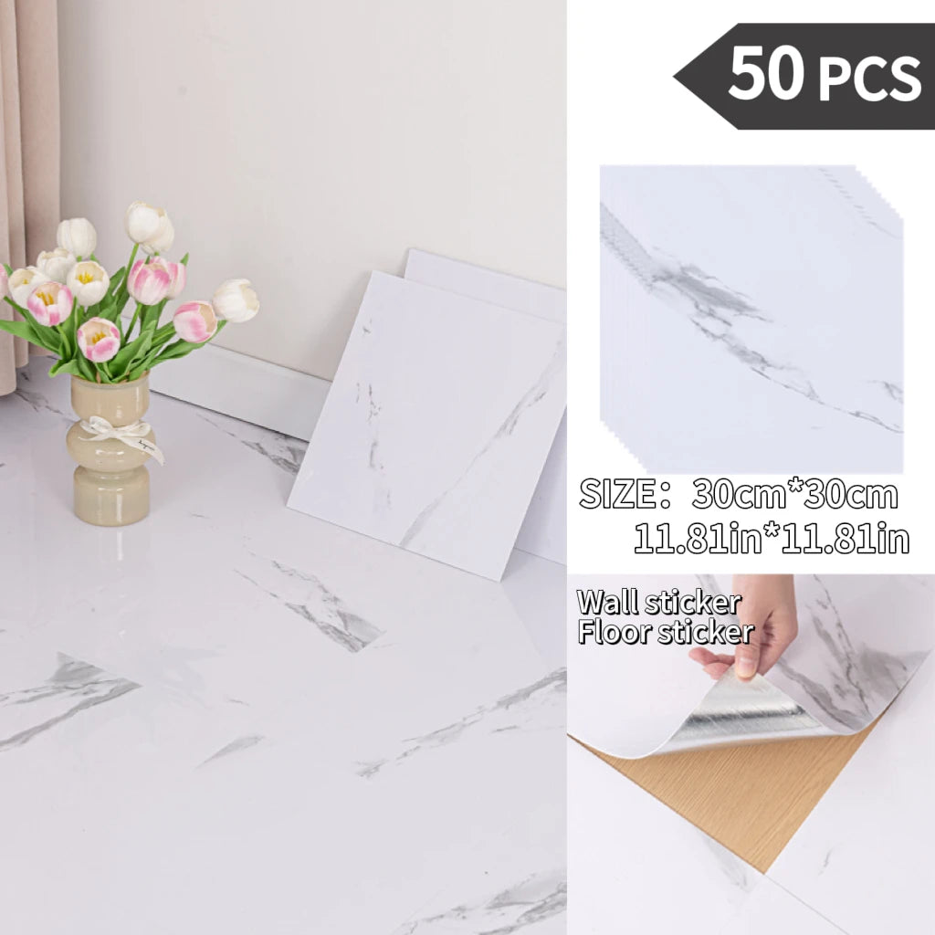 NINETAI Peel And Stick Floor Tile, 50pcs Vinyl Plank Wood Grain