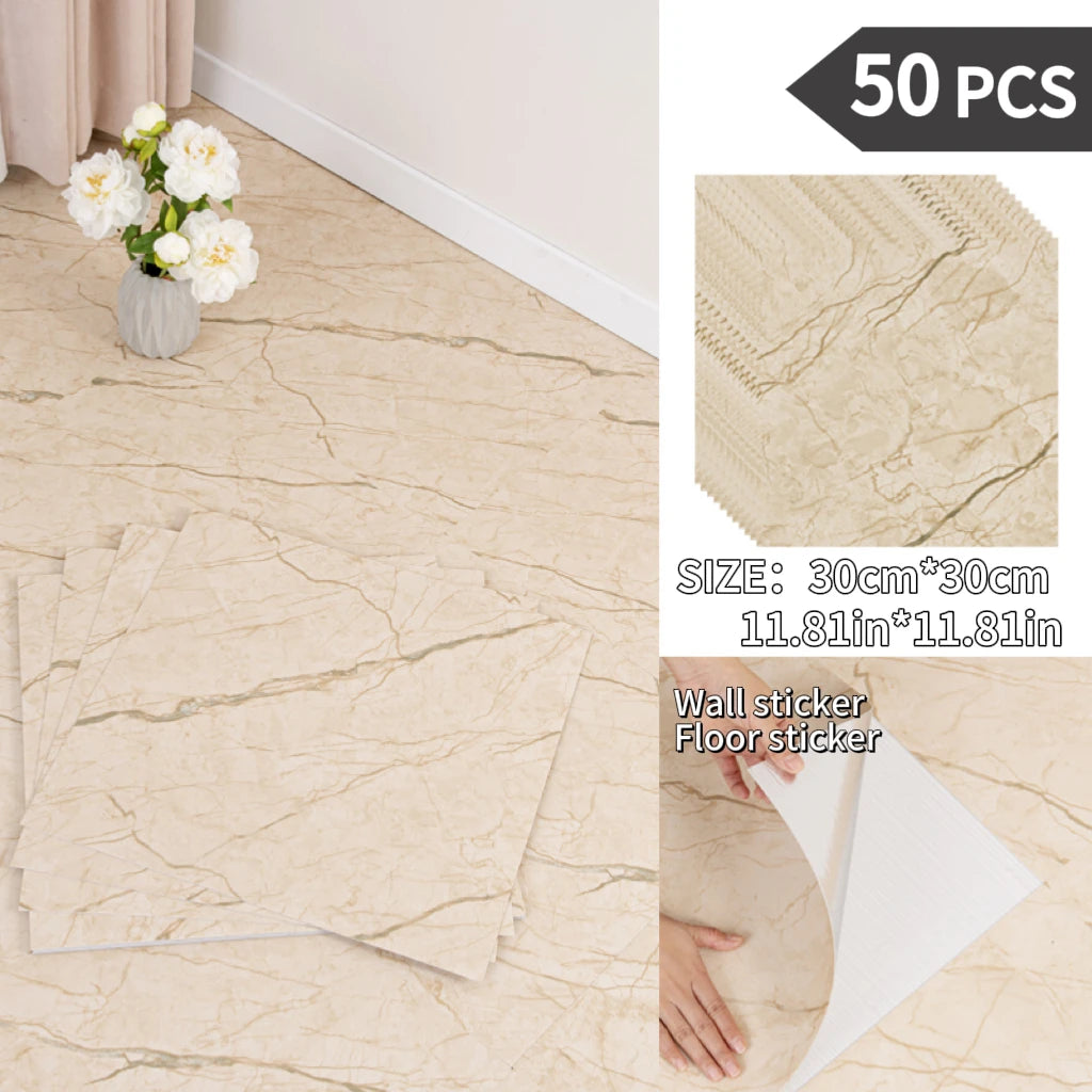 NINETAI Peel And Stick Floor Tile, 50pcs Vinyl Plank Wood Grain