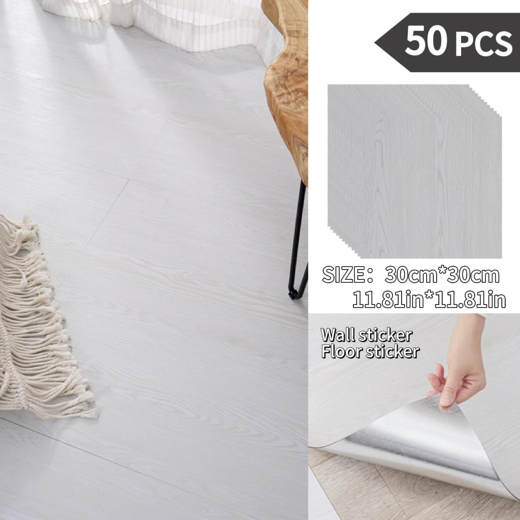 NINETAI Peel And Stick Floor Tile, 50pcs Vinyl Plank Wood Grain