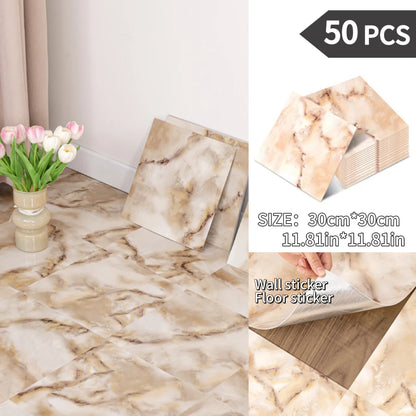 NINETAI Peel And Stick Floor Tile, 50pcs Vinyl Plank Wood Grain