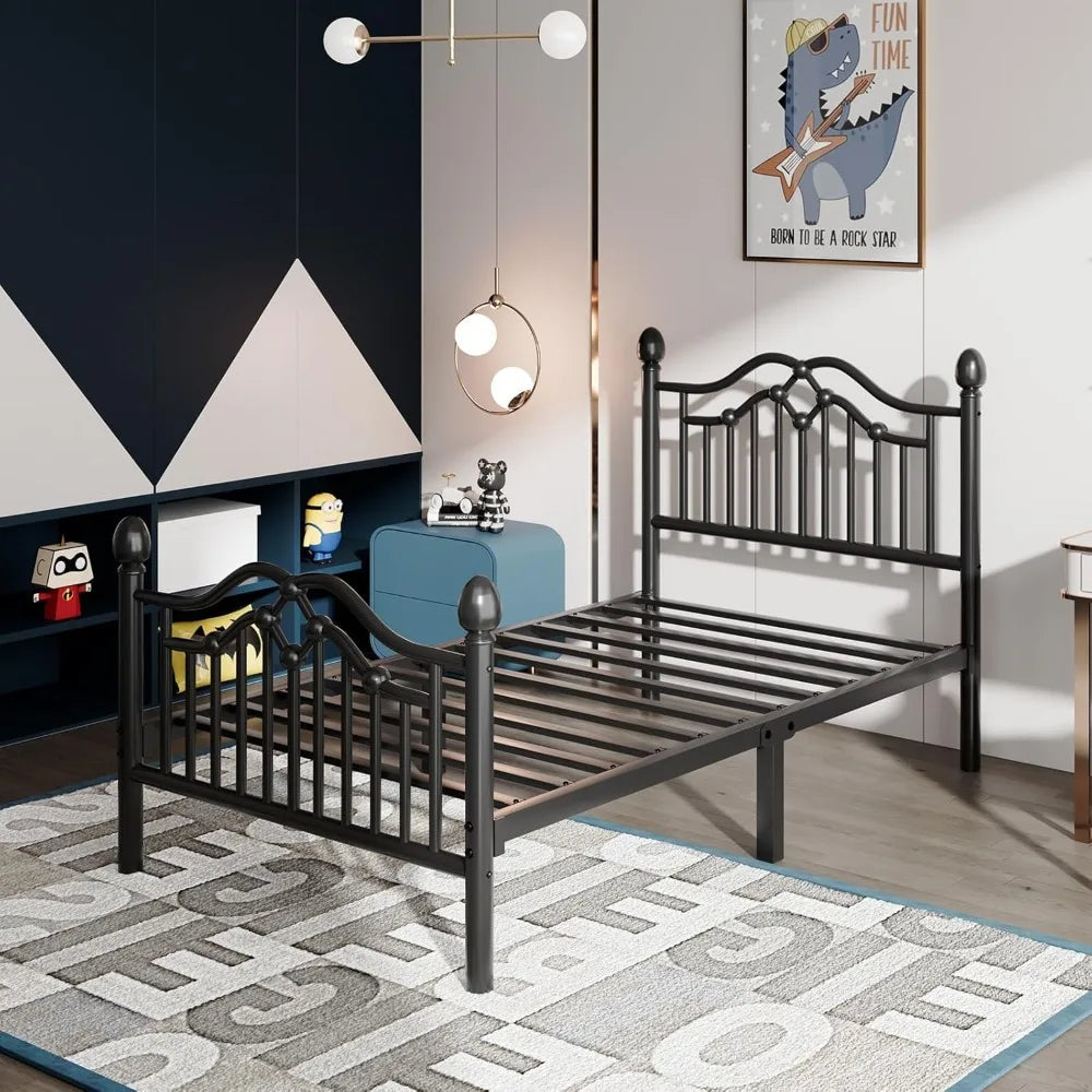 Bed Frame with Headboard and Footboard, Modern Metal Platform Bed Frame for Kids, Support Up to 800LBS, No Box Spring Neede
