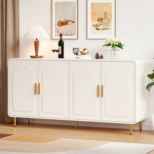 60" Sideboard Buffet Cabinet with Storage, 4 Doors & Adjustable Shelves