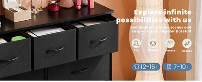 JHK Desser For Bedroom With 7 Fabric Drawers Closet Chest For Living Room Display Cabinet