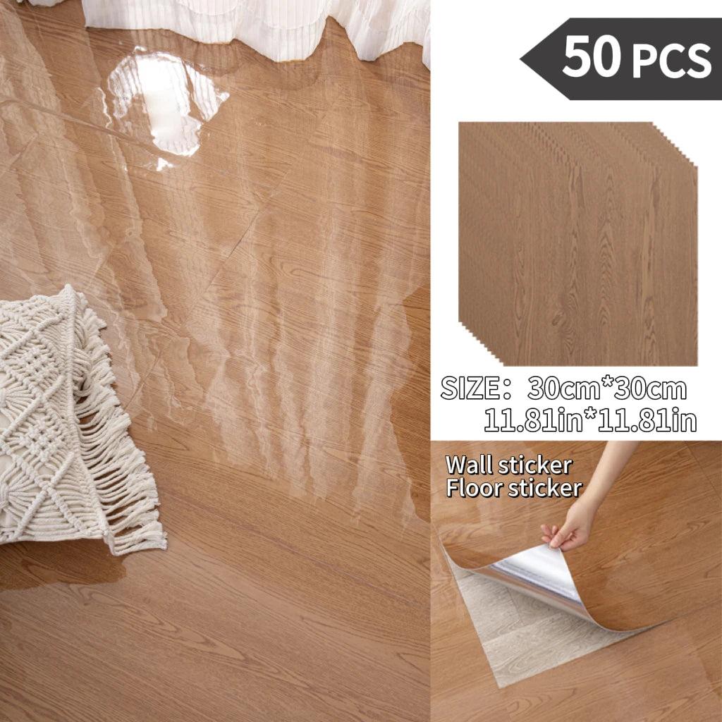 NINETAI Peel And Stick Floor Tile, 50pcs Vinyl Plank Wood Grain