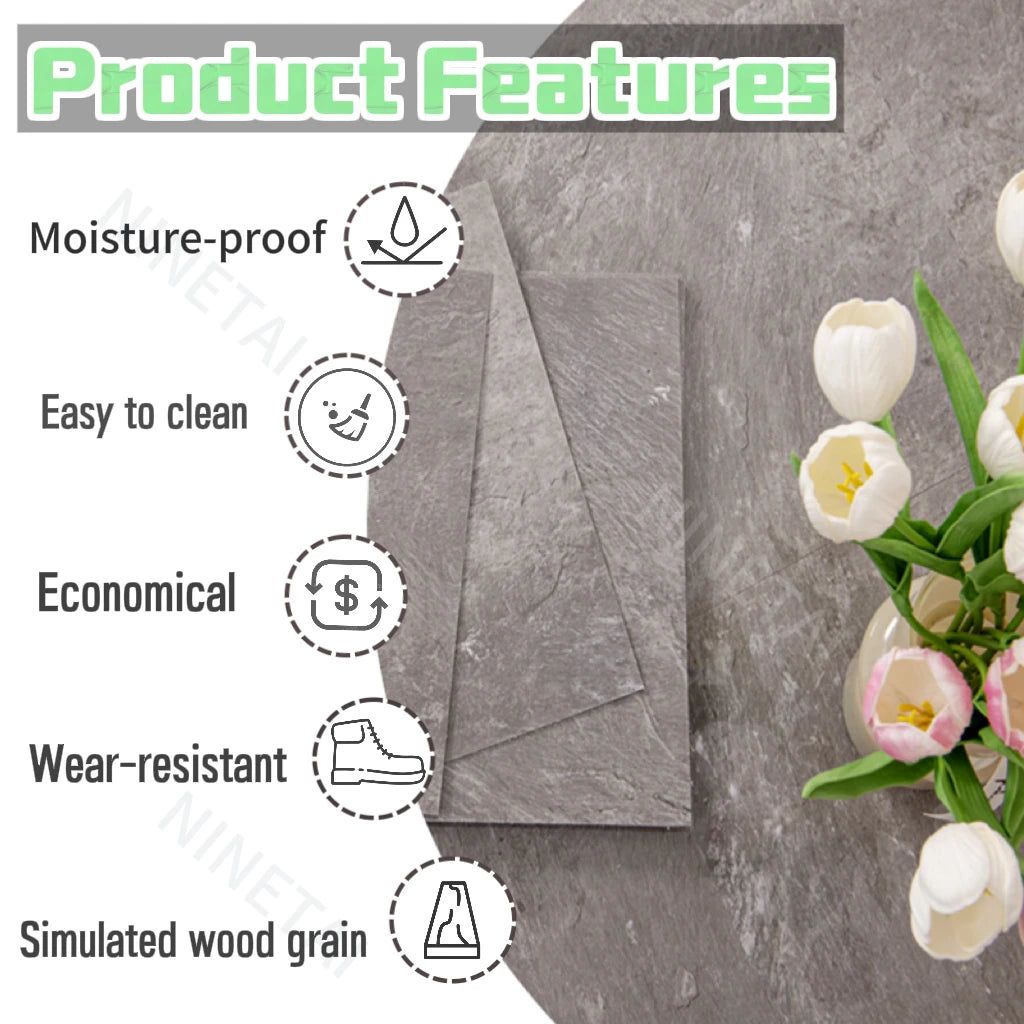 NINETAI Peel And Stick Floor Tile, 50pcs Vinyl Plank Wood Grain