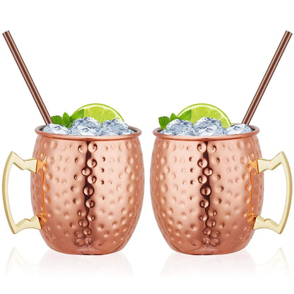 4PCS 550ml 18 Ounces Hammered Copper Plated  Moscow Mule Mug