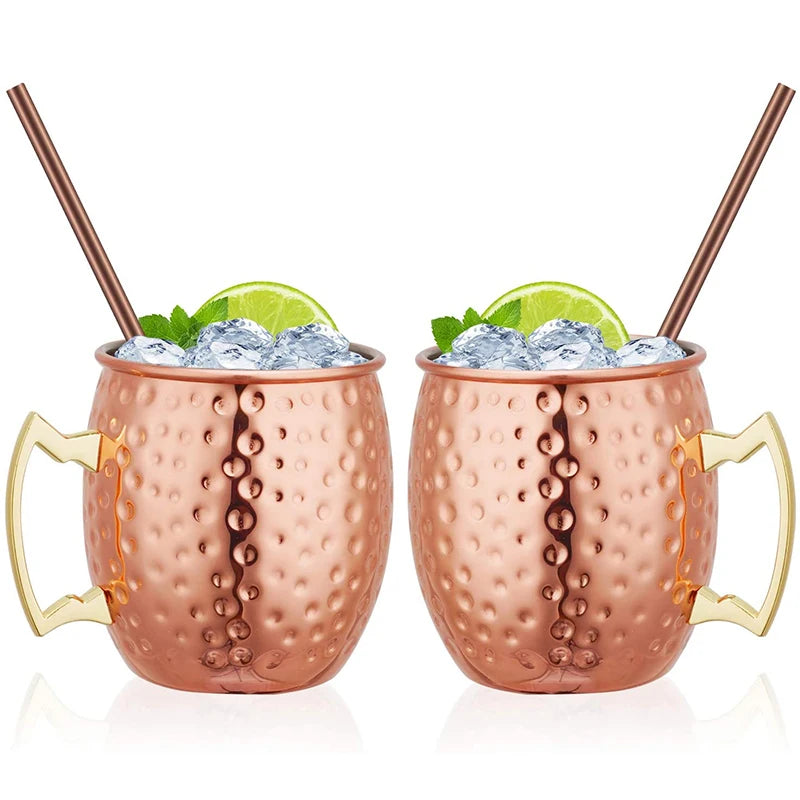 4PCS 550ml 18 Ounces Hammered Copper Plated  Moscow Mule Mug