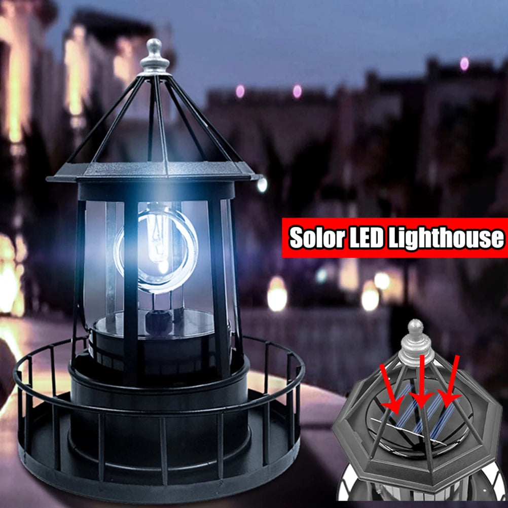 LED Solar Rotating Lighthouse Light Solar Garden Lights