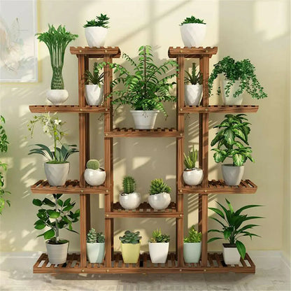 Multi-Tier Plant Stand, 46in Height Wood Flower Rack Holder Indoor Outdoor for Patio Gard