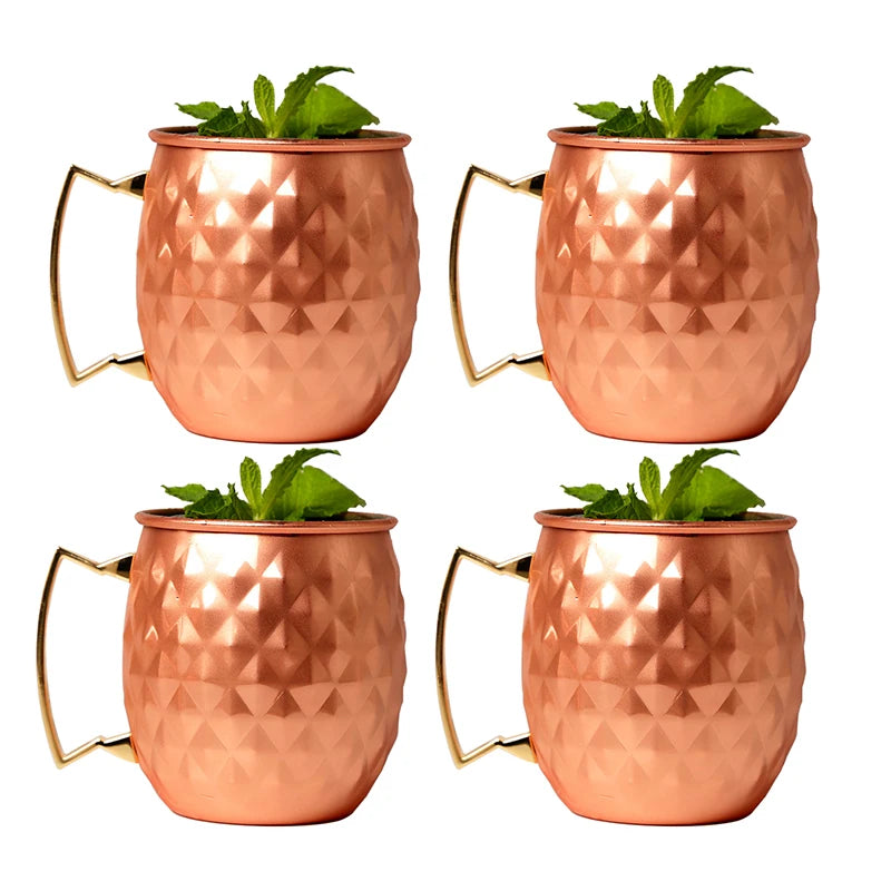 4PCS 550ml 18 Ounces Hammered Copper Plated  Moscow Mule Mug