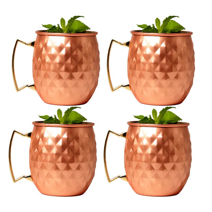 4PCS 550ml 18 Ounces Hammered Copper Plated  Moscow Mule Mug