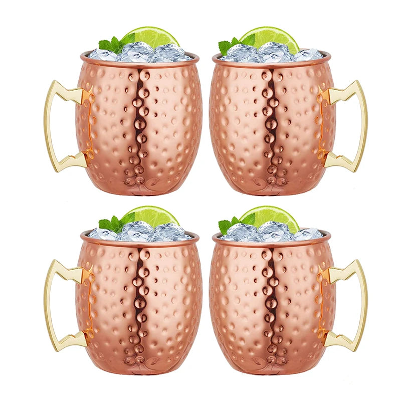 4PCS 550ml 18 Ounces Hammered Copper Plated  Moscow Mule Mug