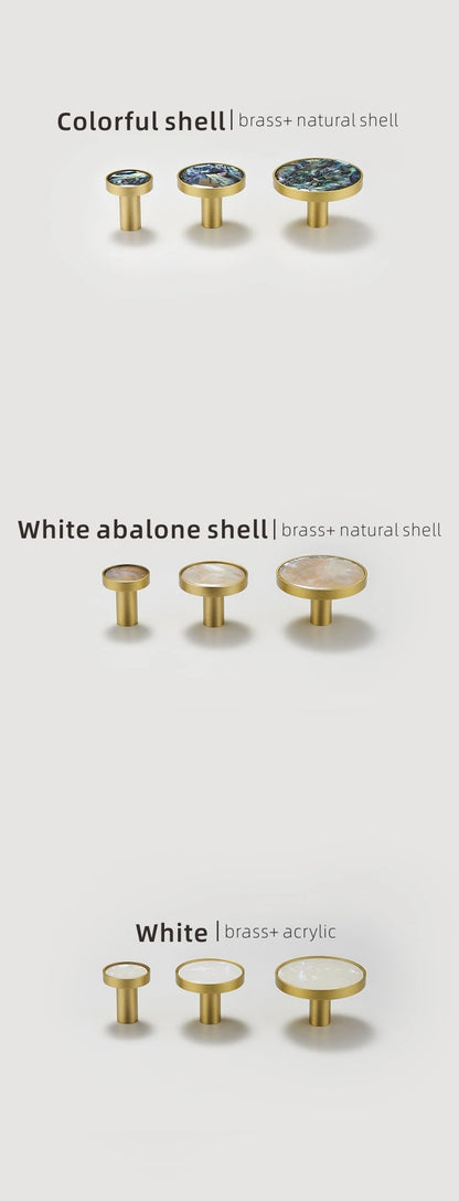 Dooroom Brass Furniture Handles Shell Simple Nordic Pastoral Cupboard Cabinet Drawer Round Colorful Pulls