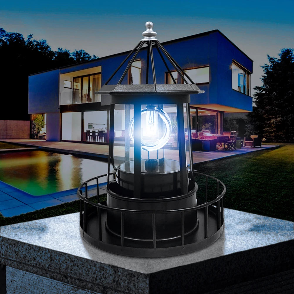LED Solar Rotating Lighthouse Light Solar Garden Lights