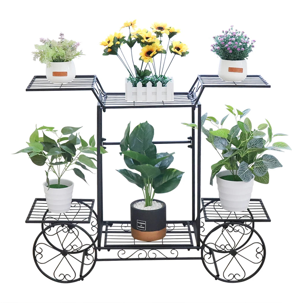 Large Metal Plant Stand Indoor 6 Tier Garden Cart Plant Holder Wrought Iron