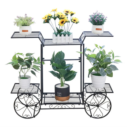 Large Metal Plant Stand Indoor 6 Tier Garden Cart Plant Holder Wrought Iron