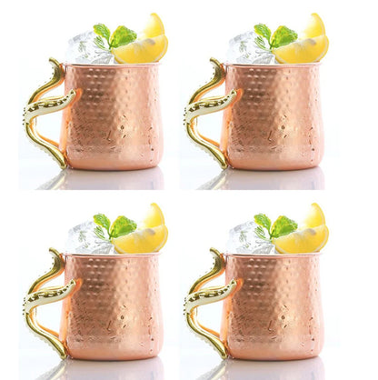 4PCS 550ml 18 Ounces Hammered Copper Plated  Moscow Mule Mug