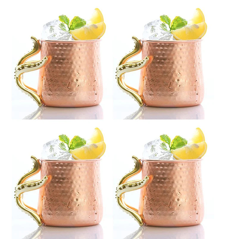 4PCS 550ml 18 Ounces Hammered Copper Plated  Moscow Mule Mug